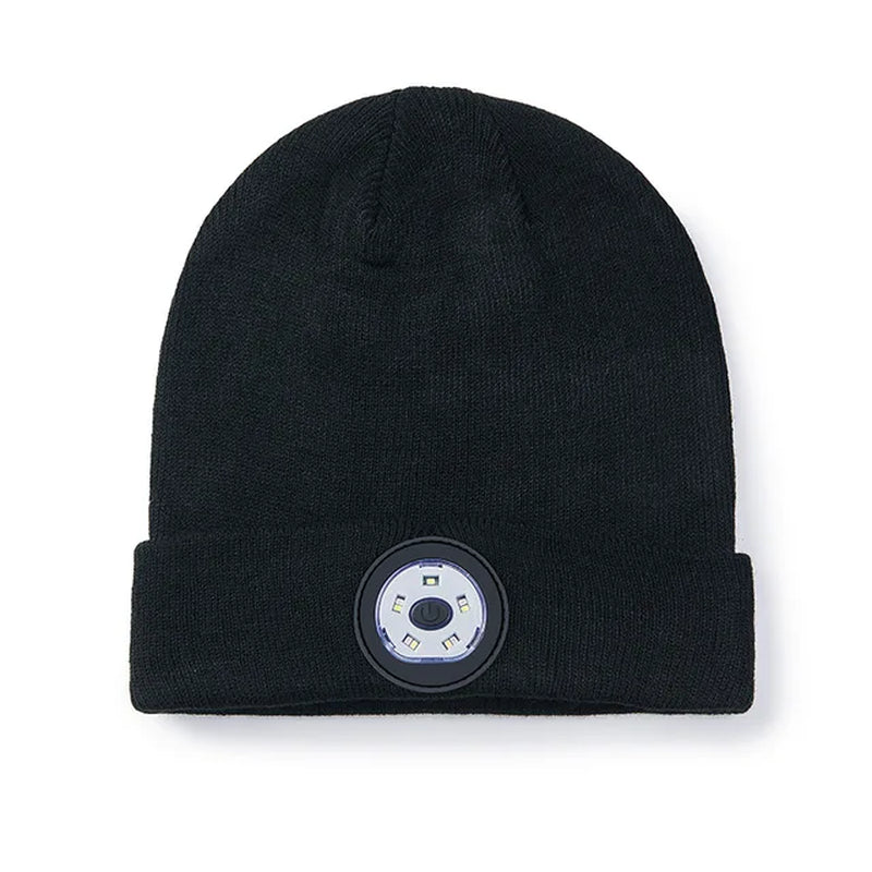Unisex Bluetooth Headlamp Hat Headphones Beanie with LED Music Cap Built-In Speakers & Mic Earbuds for Running Hiking Sport